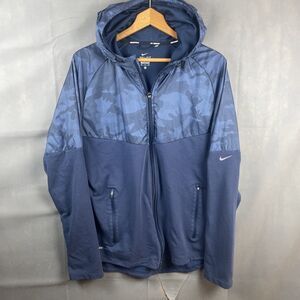 Niike running Dri-fit Blue Camo Hoody Zipepred SWEATER Large